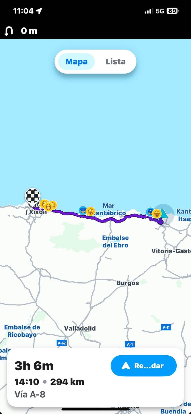 Nuestro trayecto de hoy aprox. Unos 300 Km