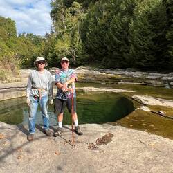 Bill and I in front of a boiling pot