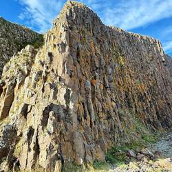 Basalt rocks formed from lava flow.