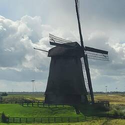 Unterwegs sehen wir heute viele Windmühlen.