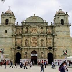 Oaxaca Cathedral. Its construction began circa 1535 and it was consecrated in 1733.