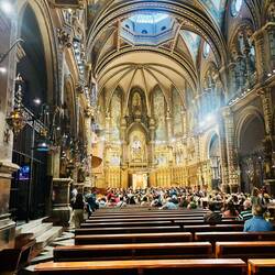 Inside the basilica, the Black Madonna is in the centre at the back of the basilica