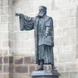 Statue of Johannes Honterus outside the Black Church