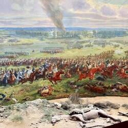 Ein kleiner Teil des 360* Panorama Gemälde. Aus Lautsprechern ertönen Geräusche wie in der Schlacht