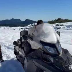 Eine runde Schneemobil fahren