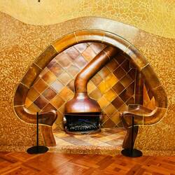 Unusual fireplace- Gaudi loved curved shapes, as there are no straight lines In nature ....
