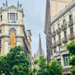 Barcelona cathedral in the distance