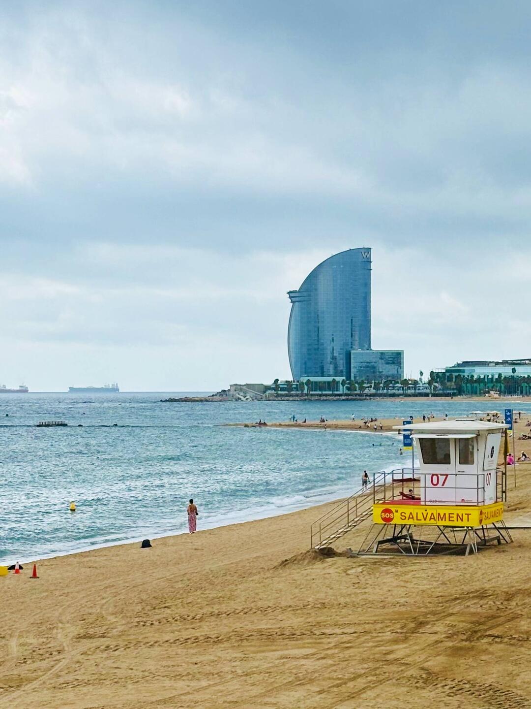 Barceloneta beach and the W hotel