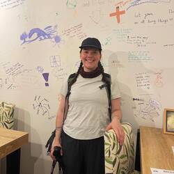 Can you see the sign on the wall? So happy to start this walk with Grace. 😀