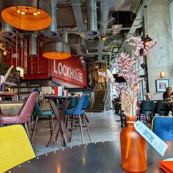 Inside the Lock house - it has an industrial look