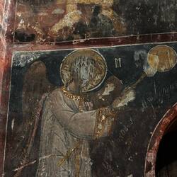 Sad to say some of the frescoes have been defaced