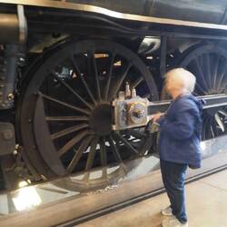 Jill standing by the drive wheels