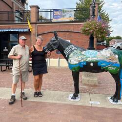 Rosanne and I photo op at the Waterford Welcome Center