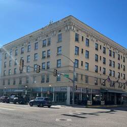 The historic Plains Hotel. Thankfully, everything in the 'historic' bathroom worked well.