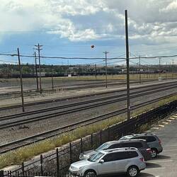 View from the (airconditioned) railroad museum viewing room
