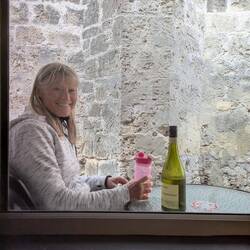 A delightful view of the prison wall from our patio