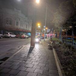 Easy half mile walk through an active night scene to our hostel...