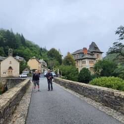 Leaving Estaing over the medieval bridge