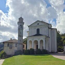 Santuario Madonna del Sasso. Perched on a cliff across the lake from our B&B.