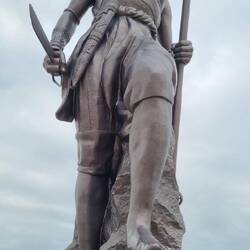 Statue of Dahomey Agojie, a warrior woman from Benin's past.