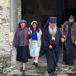 The bishop leaving the cathedral