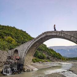 Ura e Kadiut, an old Ottoman bridge near some (busy) thermal pools