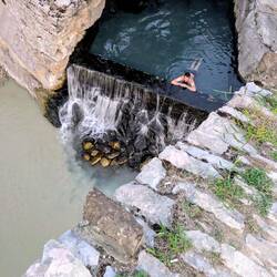 Miel chilling in one of the pools at a quieter time