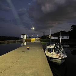 Night view with the lock behind us.