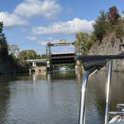 Raising guard gate 2. You can see the catamaran just beyond the gate.
