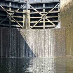 Some of the leaking water on the lock gates can make interesting patterns.