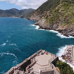 Looking down from the tower at Vernazza