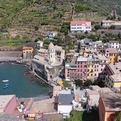 Looking down from the tower at Vernazza