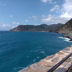 Monterosso in the distance from the tower at Vernazza