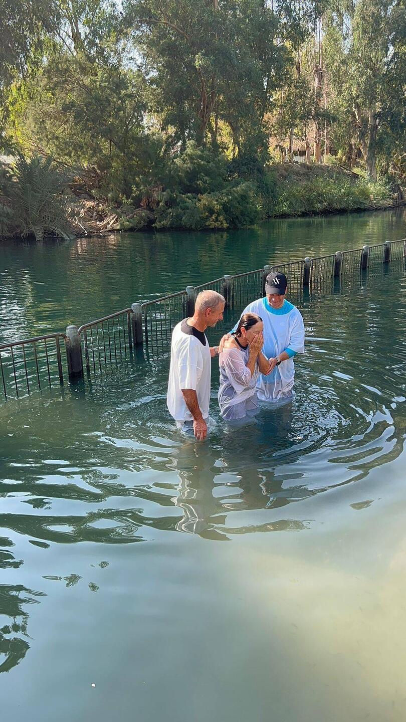 Susan baptized in the Jordan River
