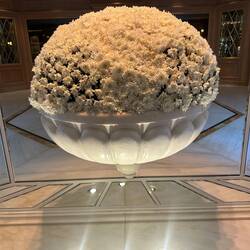 Gorgeous arrangement of mums in the hallway of the hotel