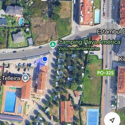 Vista de pájaro del Camping Playa America en Nigrán
