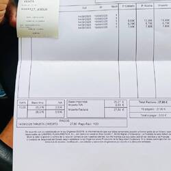 Factura por pernoctar allí por una noche