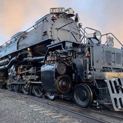 This borrowed image shows the boiler and front engine offset on the gentle curve of a turnout