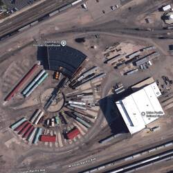 Once was a busy roundhouse. Steam Shop to the right.