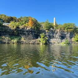 General Electric Research and Developement Laboratory on top the bluff. See the geology as well.