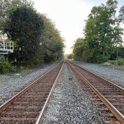 Train tracks about 100 yards from the lock wall here.