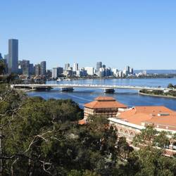 Original Swan Brewery in foreground