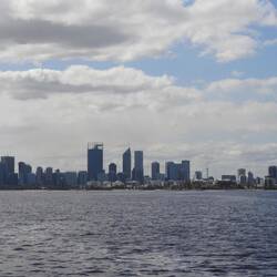 City skyline from river cruise