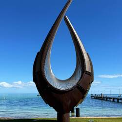 A sculpture on the foreshore in Denham
