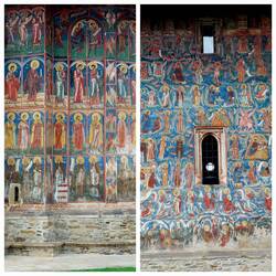 Close ups of exterior frescoes