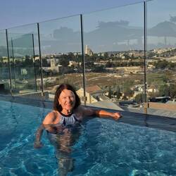 Enjoying the roof top pool
