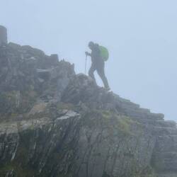 Geoff at the summit. Zero visibility.