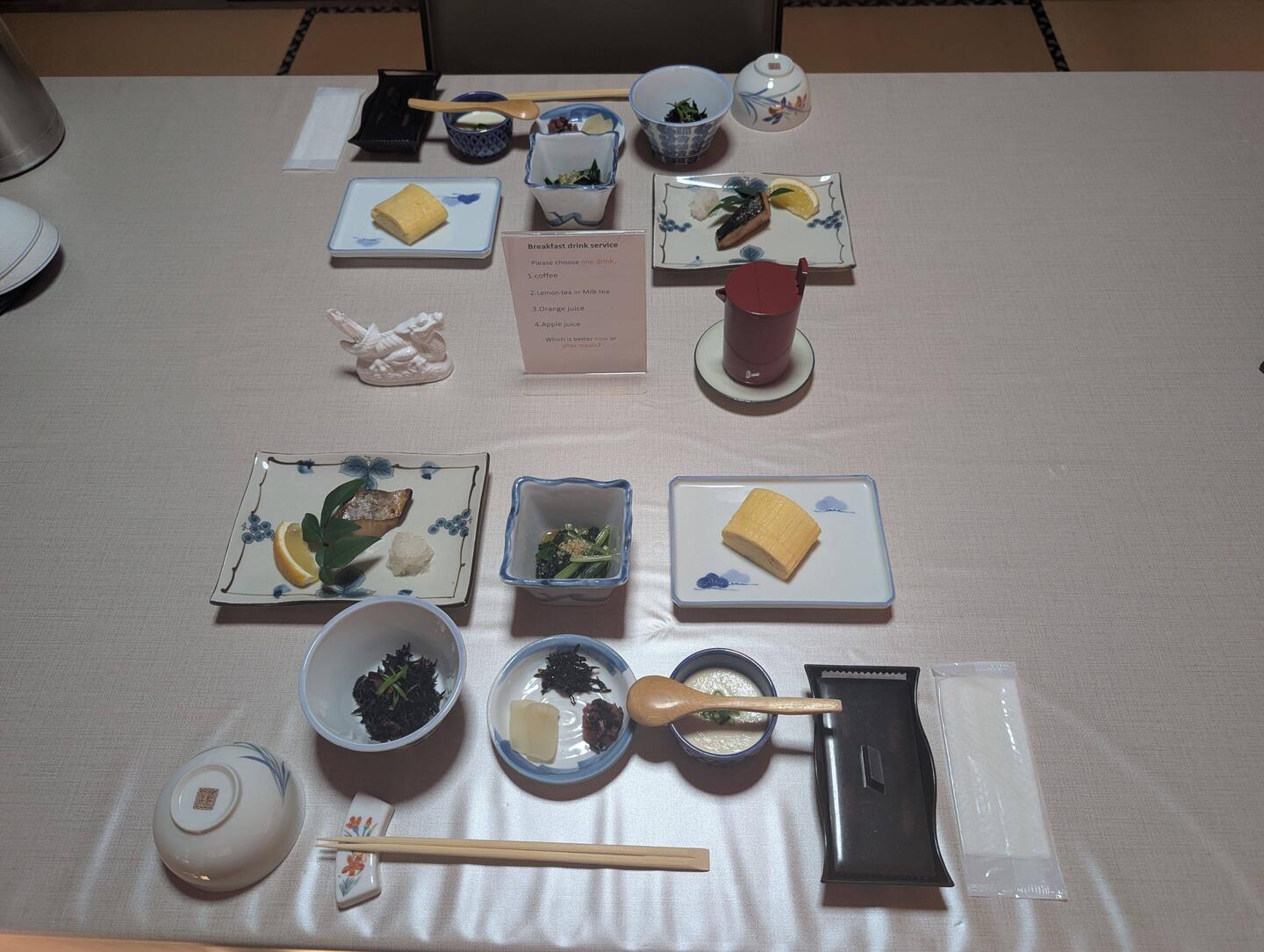 Our breakfast at the Ryokan