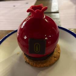 Pomegranates are a huge thing in this part of the world. This dessert was shaped like one