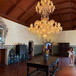 Murano glass chandelier. One of the queens was originally from Venice